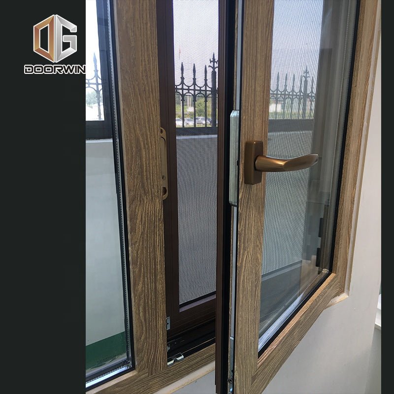 Los Angeles hot sale cheap wood grain burglar proof double glazed aluminum casement window as2047by Doorwin - Doorwin Group Windows & Doors