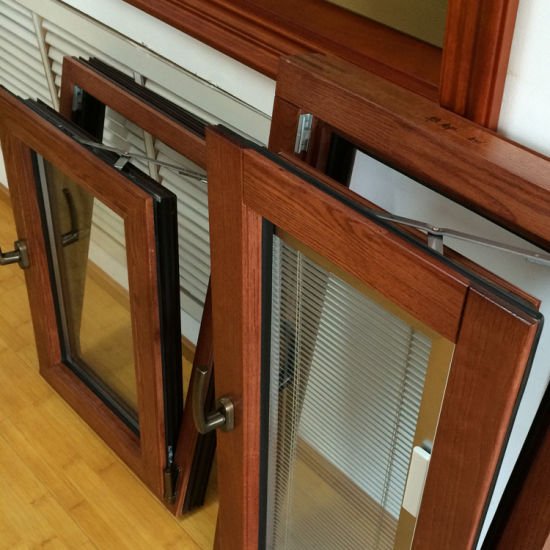 Luxury European Style Tilt Turn Window Made of Oak Wood and Aluminium with Blinds - China European Style Window, Tilt Turn Window - Doorwin Group Windows & Doors