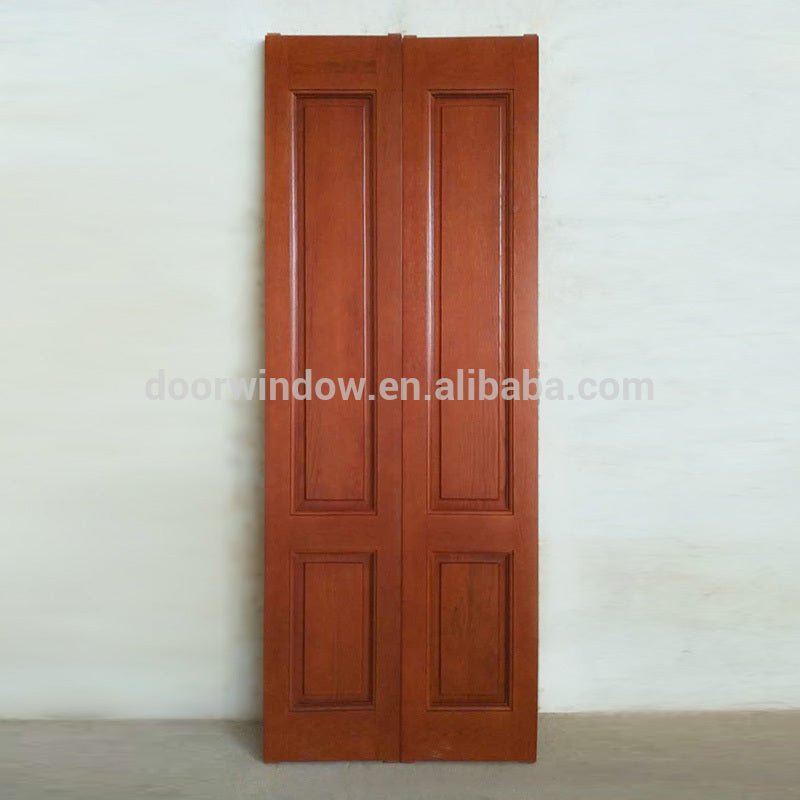 Luxury interior wood door solid hardwood finger joint wood board with oak veneers red color folding storm door for apartment by Doorwin - Doorwin Group Windows & Doors