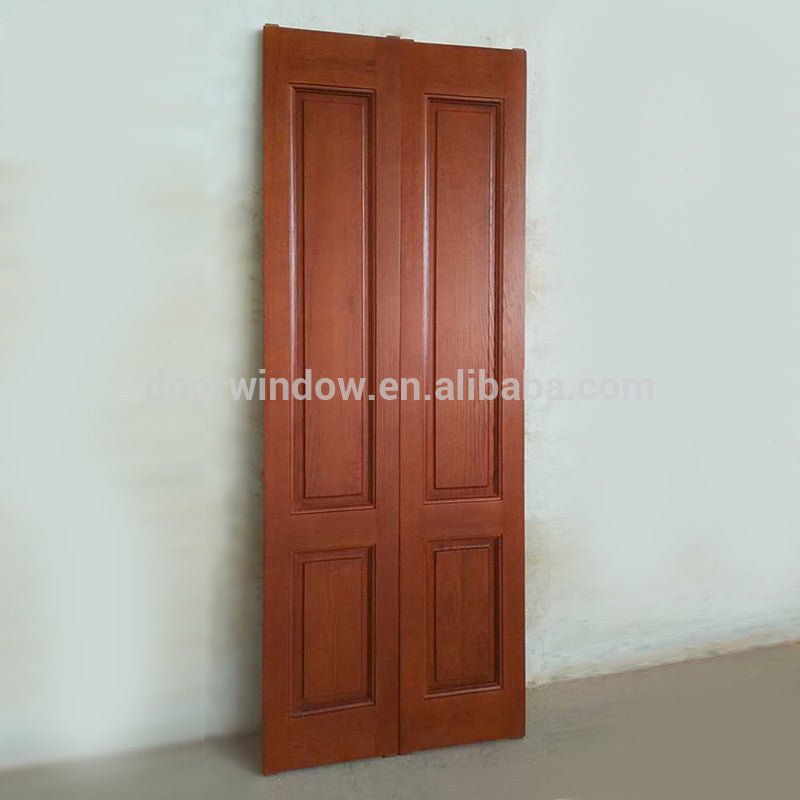 Luxury interior wood door solid hardwood finger joint wood board with oak veneers red color folding storm door for apartment by Doorwin - Doorwin Group Windows & Doors