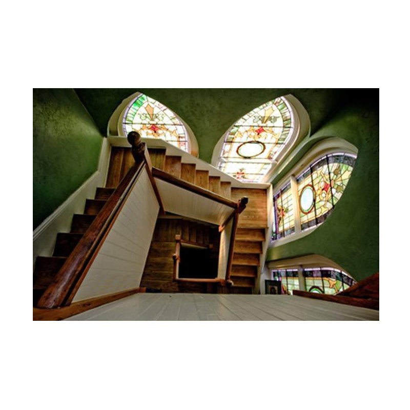 Mission style stained glass windows miniature churchby Doorwin - Doorwin Group Windows & Doors