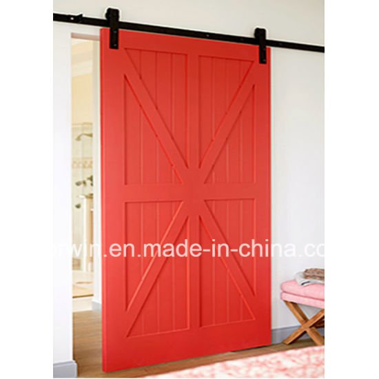 Modern Fashion Style Double Sliding Kitchen Door with Red Color Pine Wood - China Pine Wood Door, Sliding Barn Door - Doorwin Group Windows & Doors