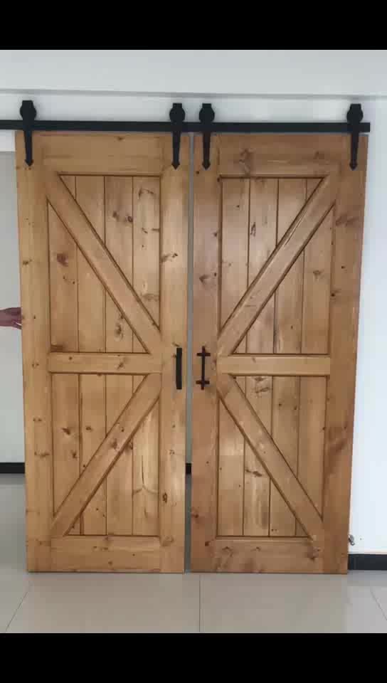 Modern interior doors sliding closet doors wood color double K type barn door by Doorwin - Doorwin Group Windows & Doors