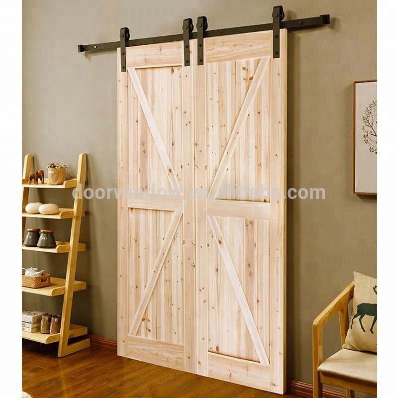 Modern interior doors sliding closet doors wood color double K type barn door by Doorwin - Doorwin Group Windows & Doors