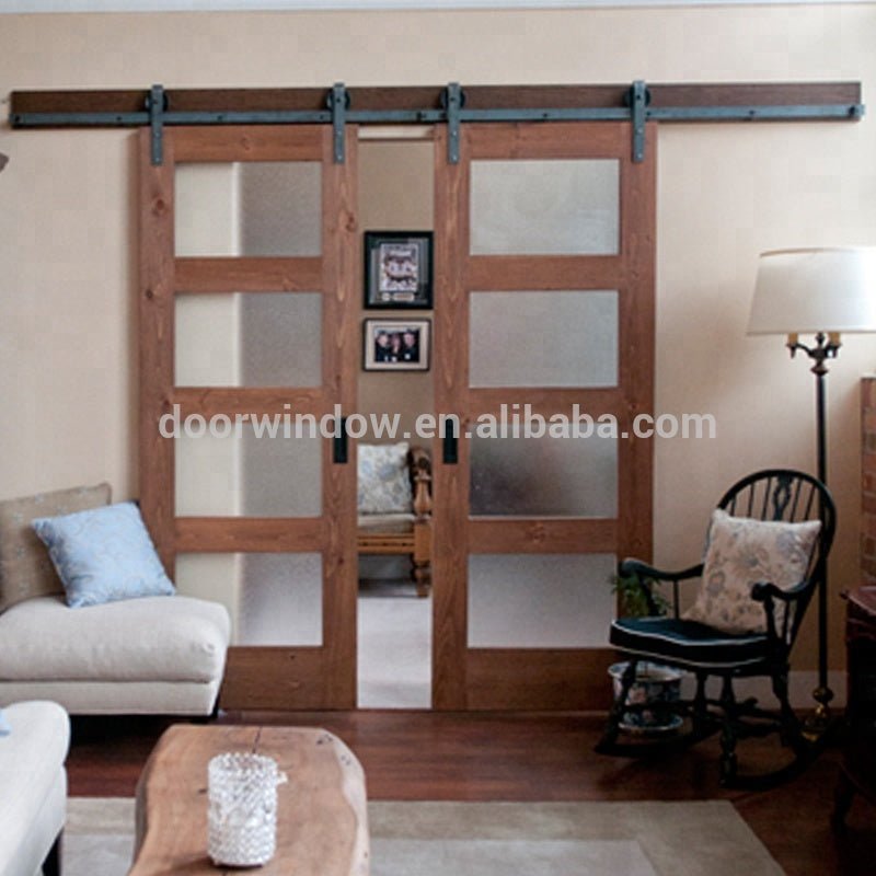 Modern oak wooden double door designs with 4 glass panels office wood door with glassby Doorwin - Doorwin Group Windows & Doors