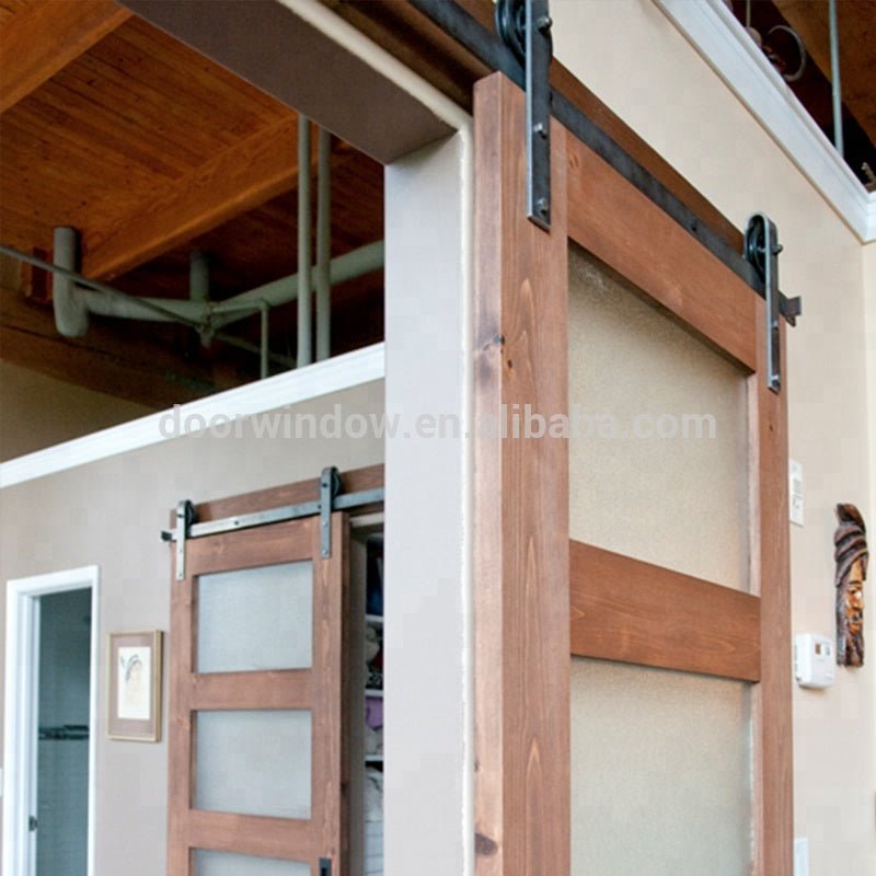 Modern oak wooden double door designs with 4 glass panels office wood door with glassby Doorwin - Doorwin Group Windows & Doors