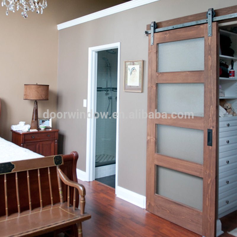 Modern oak wooden double door designs with 4 glass panels office wood door with glassby Doorwin - Doorwin Group Windows & Doors