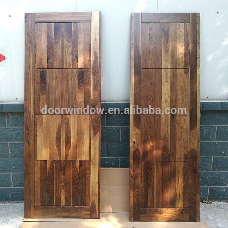 Modern popular best wood door design 4 panels black walnut room door flat solid wood doors by Doorwin - Doorwin Group Windows & Doors