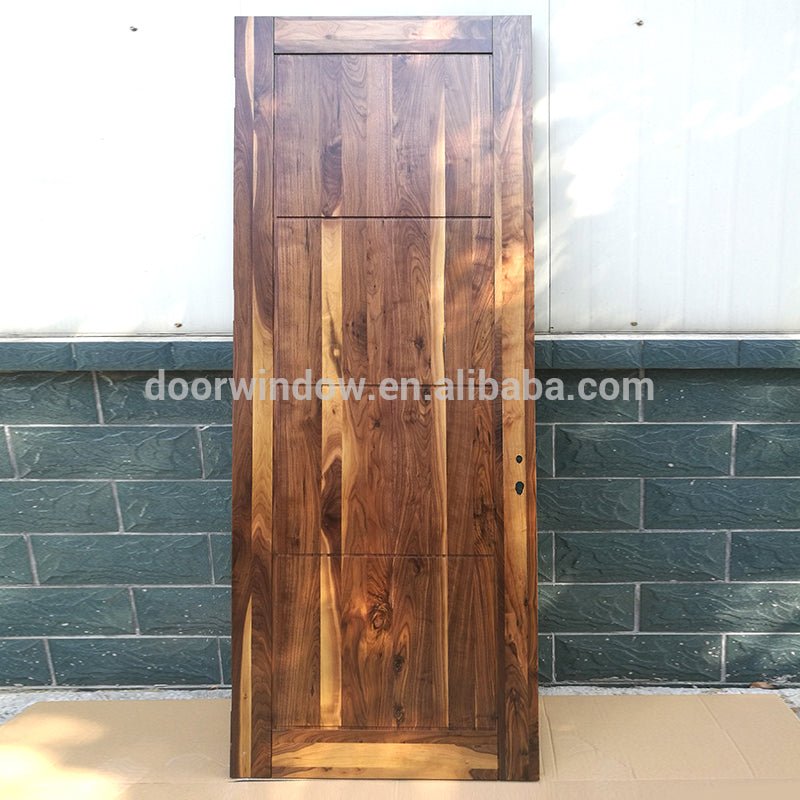 Modern popular best wood door design 4 panels black walnut room door flat solid wood doors by Doorwin - Doorwin Group Windows & Doors