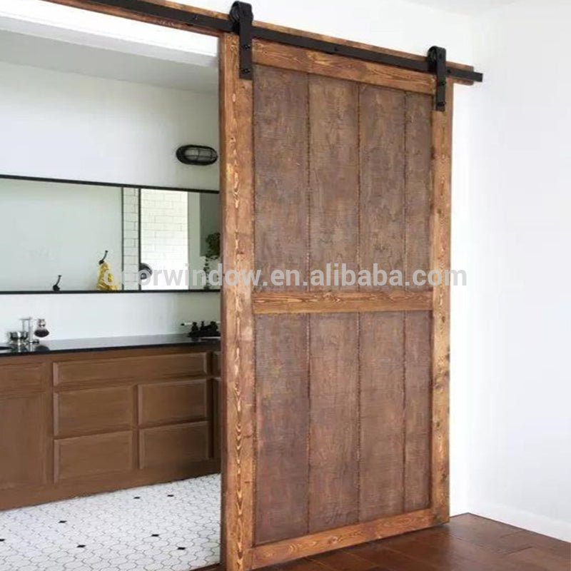 Movable plank panel wooden doors design catalogue surface stained sliding barn door for partition by Doorwin - Doorwin Group Windows & Doors