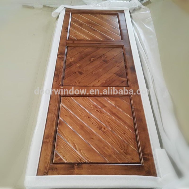 Nature shower sliding wooden barn door plank panel solid pine wood doors by Doorwin - Doorwin Group Windows & Doors