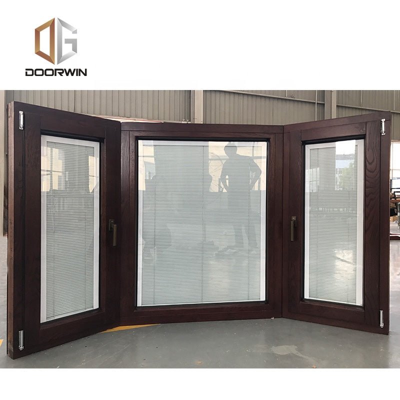 New York OAK timber bay and bow window with internal blinds inside for sale by Doorwin - Doorwin Group Windows & Doors