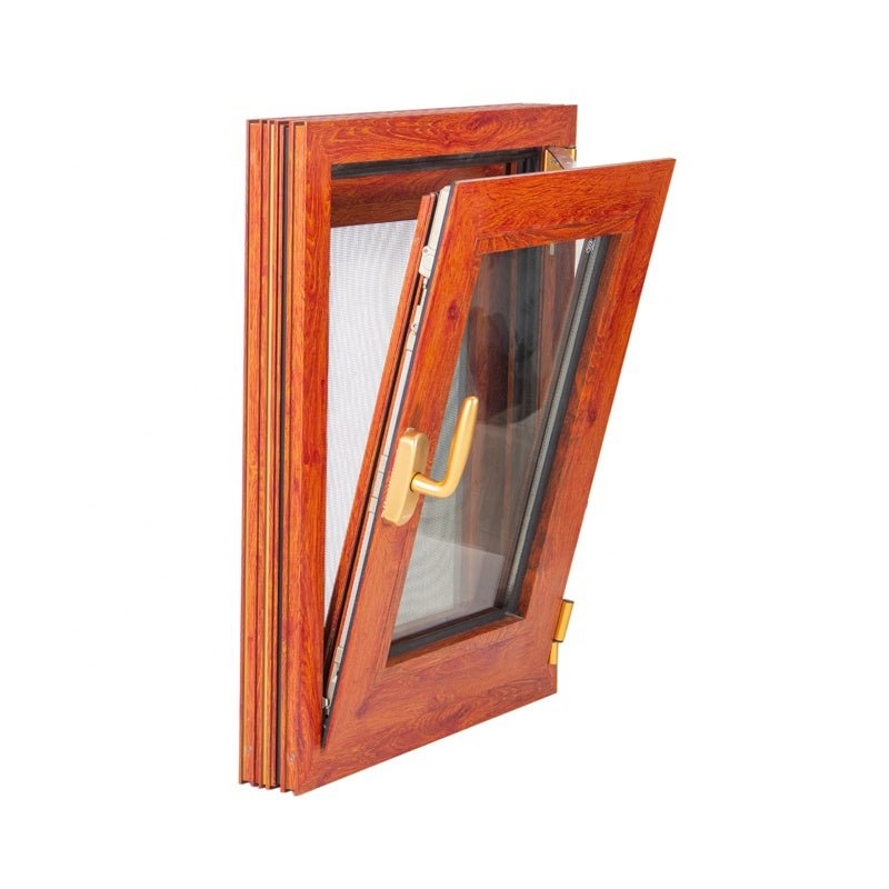 New York wood grain tempered glass aluminium tilt and turn window with built in shuttersby Doorwin - Doorwin Group Windows & Doors