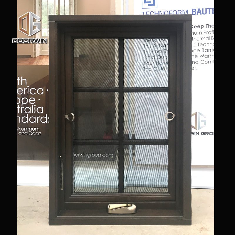 Non finger-jointed timber frame with powder coated aluminum cladding crank open window - Doorwin Group Windows & Doors