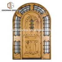 North America popular front french doors round top design with decorative wrought iron clavos by Doorwin - Doorwin Group Windows & Doors