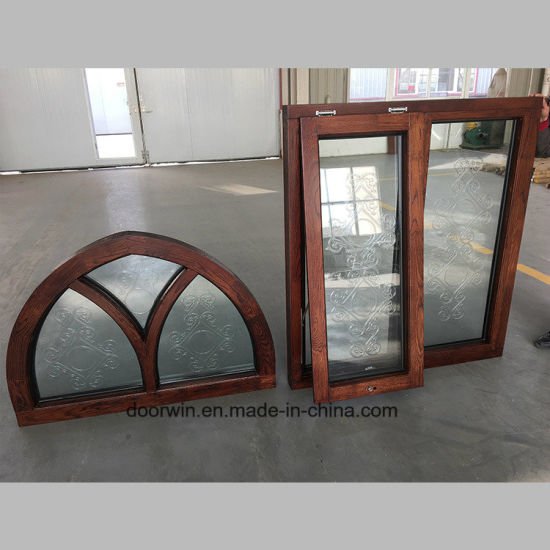 North America Round-Top Solid Red Oak Wood Casement Window with Carved Glass - China Wood Window, Aluminum Window - Doorwin Group Windows & Doors