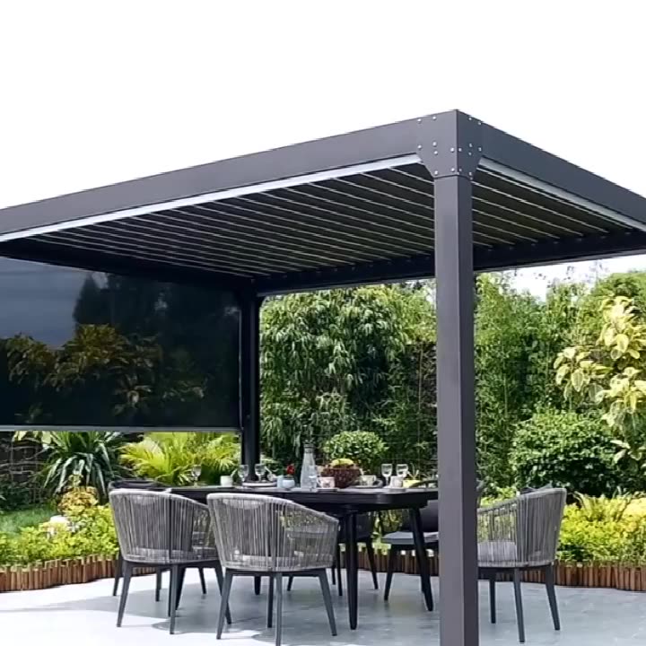 Outdoor electric pergola louver roof waterproof aluminum Pergola - Doorwin Group Windows & Doors