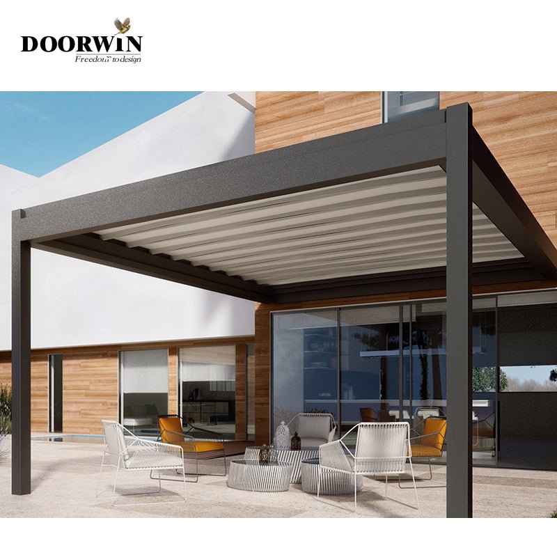 Outdoor electric pergola louver roof waterproof aluminum Pergola - Doorwin Group Windows & Doors