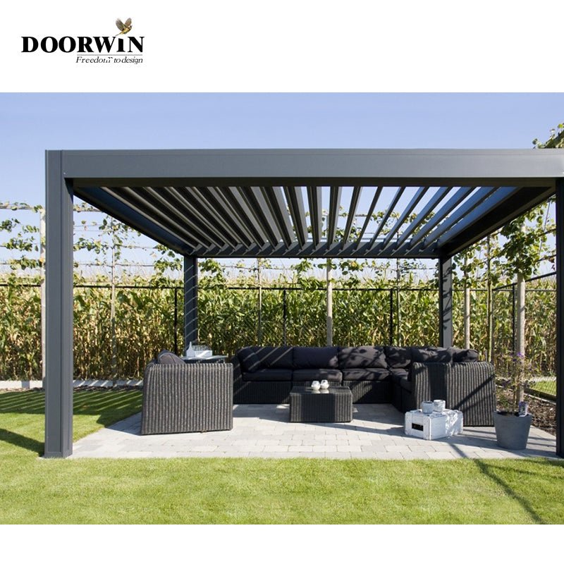 Outdoor electric pergola louver roof waterproof aluminum Pergola - Doorwin Group Windows & Doors