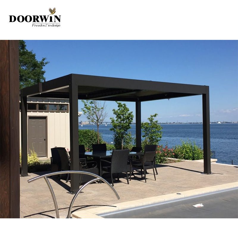 Outdoor electric pergola louver roof waterproof aluminum Pergola - Doorwin Group Windows & Doors