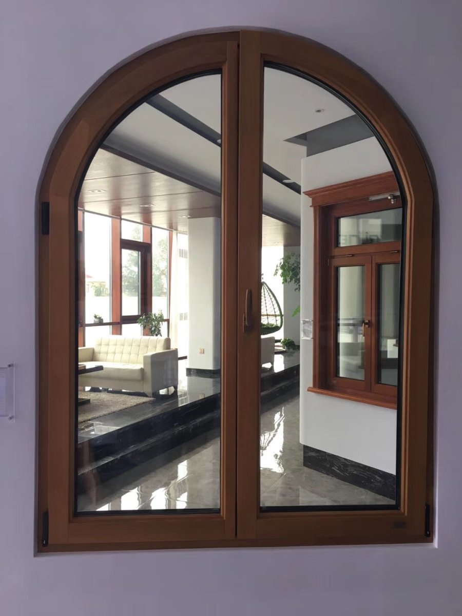 pine larch arched top french casement window with maco hardware - Doorwin Group Windows & Doors