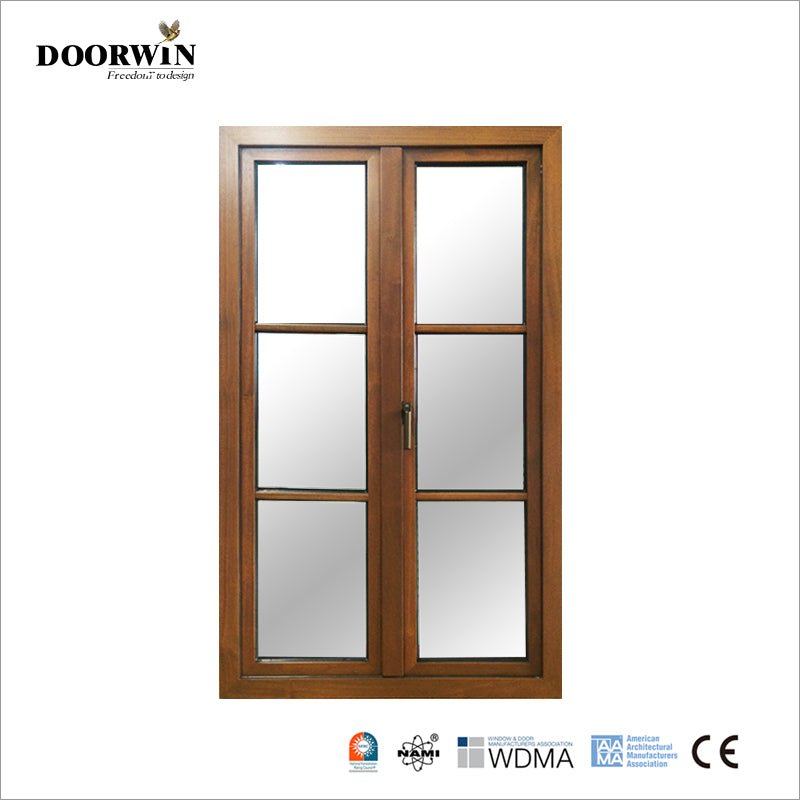 [RECOMMENDED WOOD TILT & TURN WINDOWS] China factory high quality House thermal break grill design aluminum clad wood casement Inward Opening French window - Doorwin Group Windows & Doors