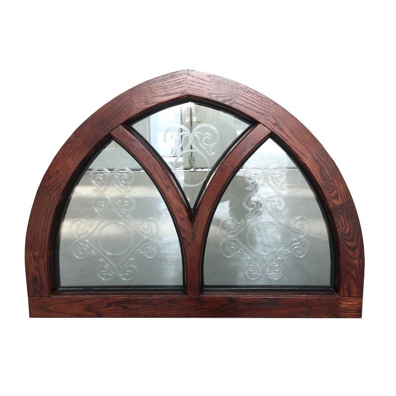 red oak wood arch window aluminium fixed arched transom carving glass window design windowby Doorwin - Doorwin Group Windows & Doors