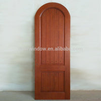Round top design interior solid red oak wood door with copper nail by Doorwin - Doorwin Group Windows & Doors