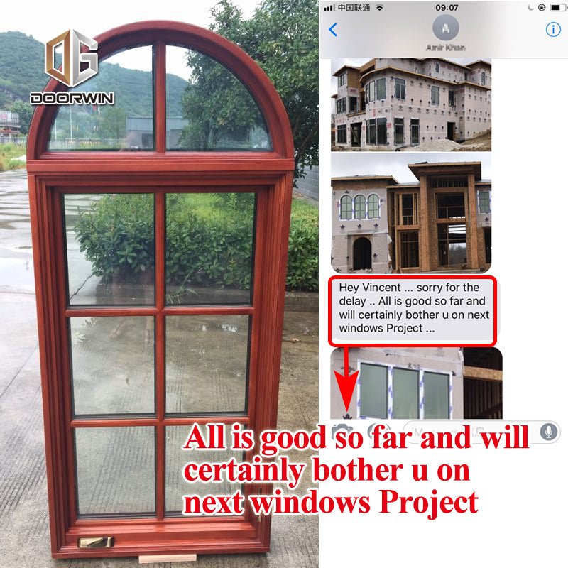 Round top fixed window and bottom crank open window with decorative glazing bars - Doorwin Group Windows & Doors