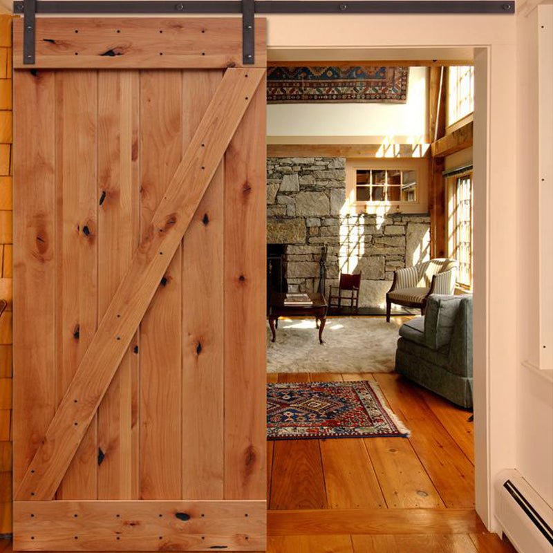 Rustic Z Plank Solid Cherry Wood Storeroom Barn Door by Doorwin - Doorwin Group Windows & Doors