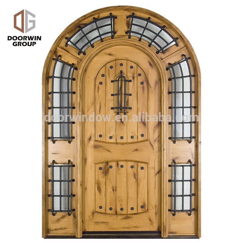safety door design with grill Single entry wood doors arched french doors made of solid knotty alder by Doorwin - Doorwin Group Windows & Doors