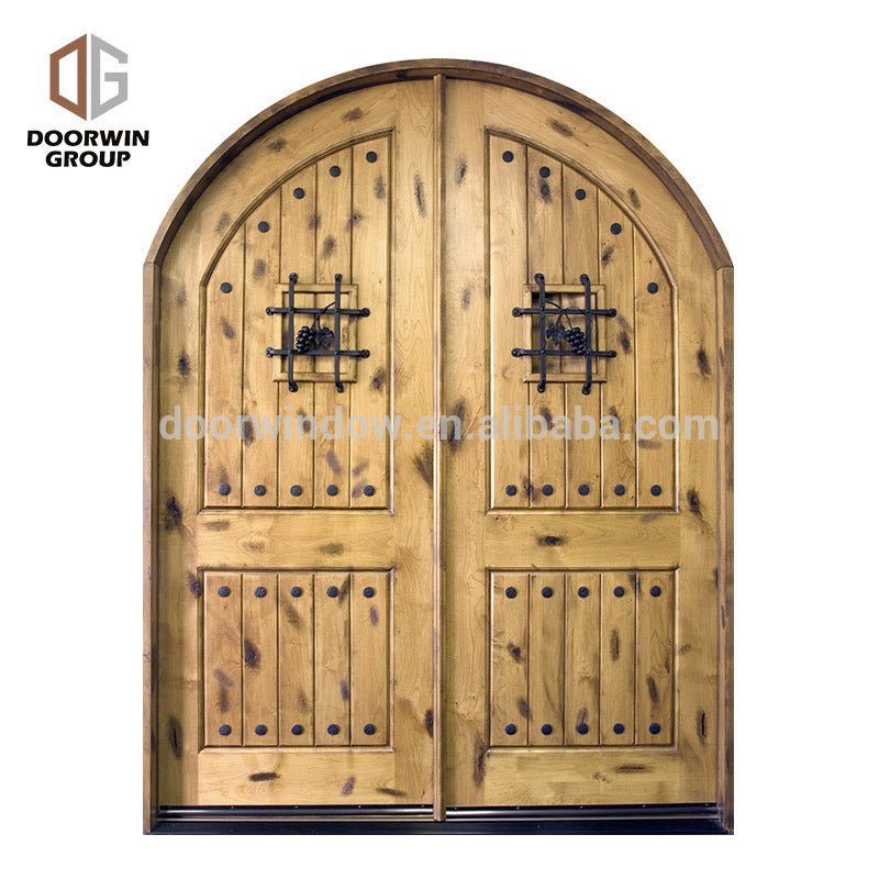safety door design with grill Single entry wood doors arched french doors made of solid knotty alder by Doorwin - Doorwin Group Windows & Doors
