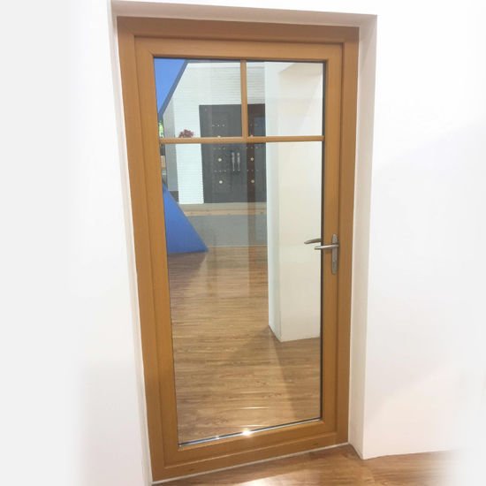 Simple Design Grille Pine Wood Frame Entry Glass Door with Door Lock - China Grille Door, Wood Frame Door - Doorwin Group Windows & Doors