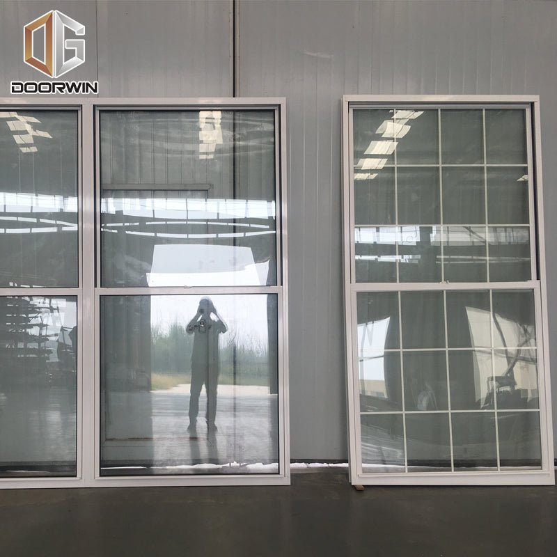 single & double hung window-01 white thermal break aluminum window with grilles - Doorwin Group Windows & Doors