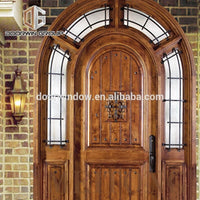 Solid pine wood top glass panels door main gate designs in wood with grilles by Doorwin - Doorwin Group Windows & Doors