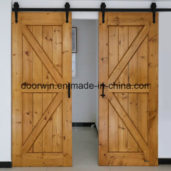 Solid Wood Barn Interior Door with Top Track - China Wood Door1, America Style Door - Doorwin Group Windows & Doors