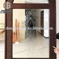 Solid wood front door with top glass and grilles design entry door for home by Doorwin - Doorwin Group Windows & Doors