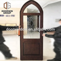 Solid wood front door with top glass and grilles design entry door for home by Doorwin - Doorwin Group Windows & Doors
