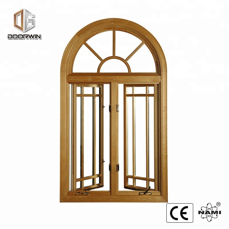 soundproof arch and picture double glazing aluminum clad timber round open hand crank window by Doorwin on Alibaba - Doorwin Group Windows & Doors