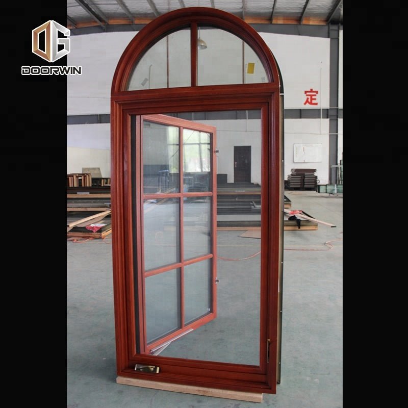 soundproof arch and picture double glazing aluminum clad timber round open hand crank window by Doorwin on Alibaba - Doorwin Group Windows & Doors