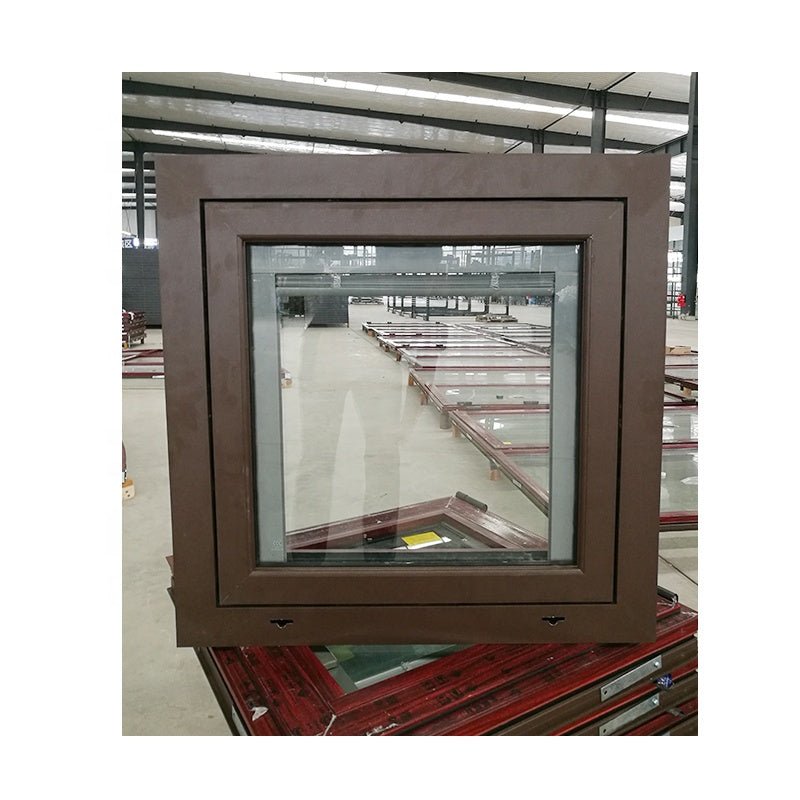 special shape Brown anodized aluminum windows with built in shutter by Doorwin - Doorwin Group Windows & Doors