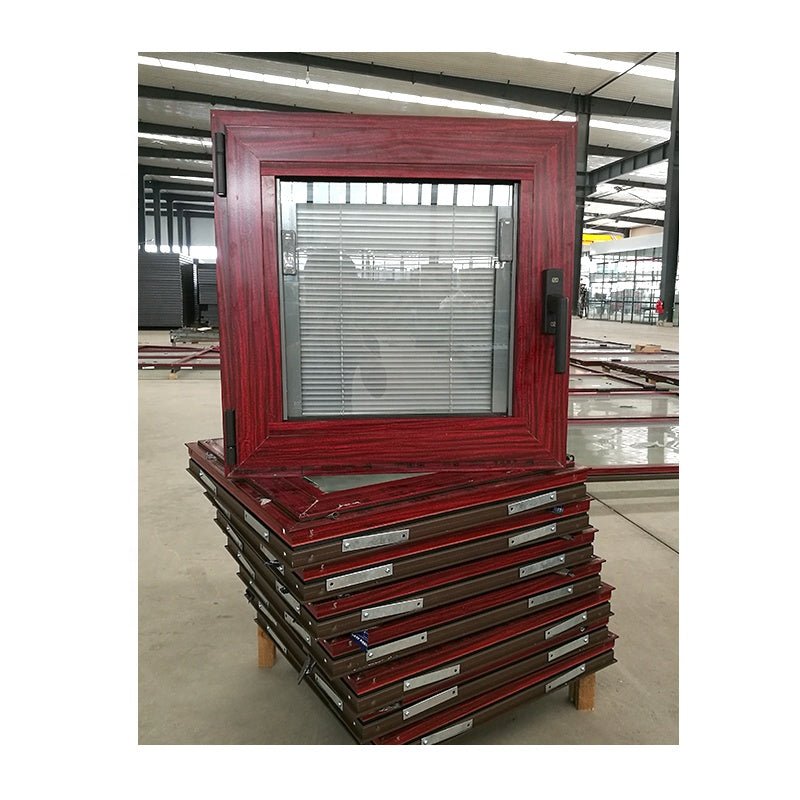 special shape Brown anodized aluminum windows with built in shutter by Doorwin - Doorwin Group Windows & Doors