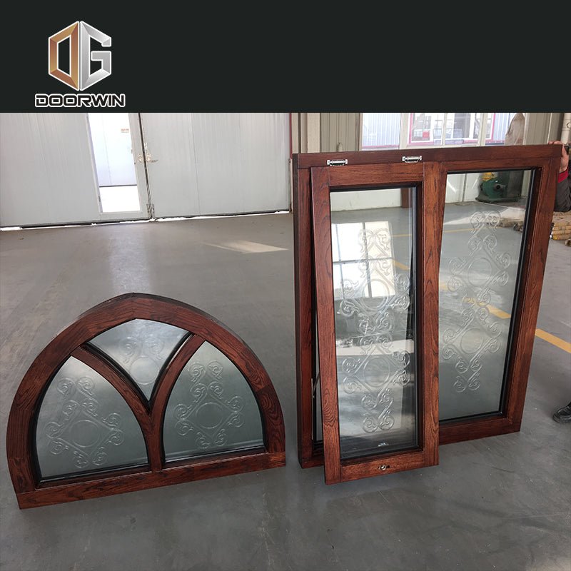 specialty shapes window-27 Fantastic arched oak wood window frame with carved glass - Doorwin Group Windows & Doors