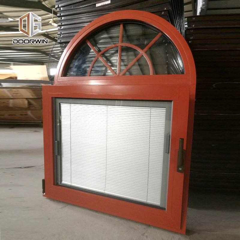 specialty shapes window-35 arch top with grille design tilt turn window with built-in blinds shutter - Doorwin Group Windows & Doors
