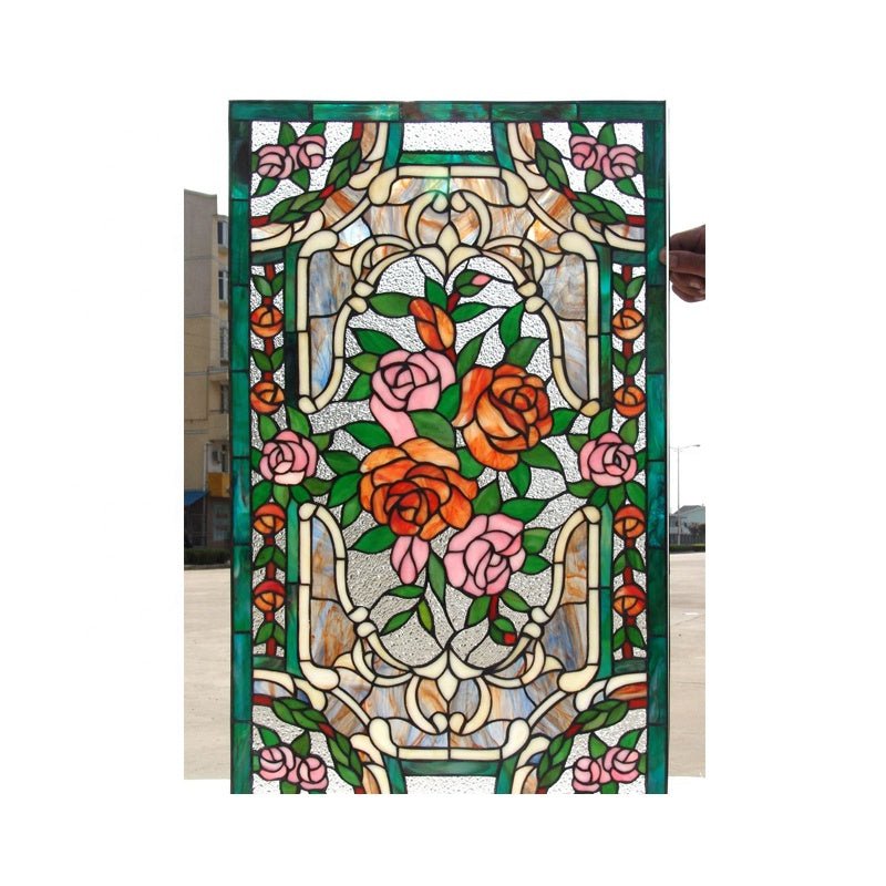 stained glass window panels cheap wholesale price half round window with grille design - Doorwin Group Windows & Doors