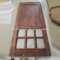Surface stained oak wood main door designs barn door with fully tempered glass by Doorwin - Doorwin Group Windows & Doors