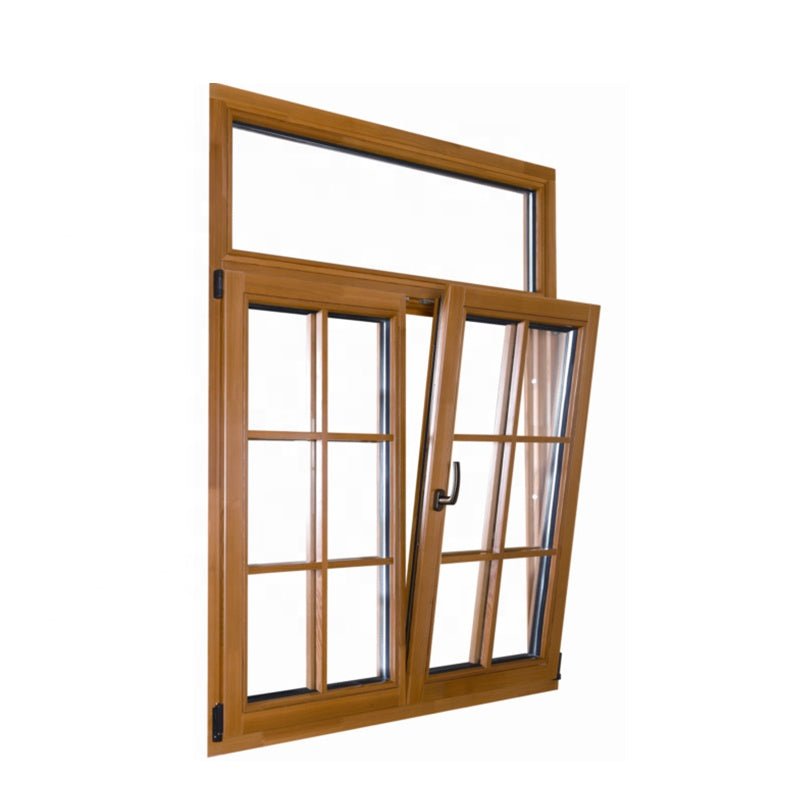 Teak wood and aluminum French style casement window with grill design - Doorwin Group Windows & Doors