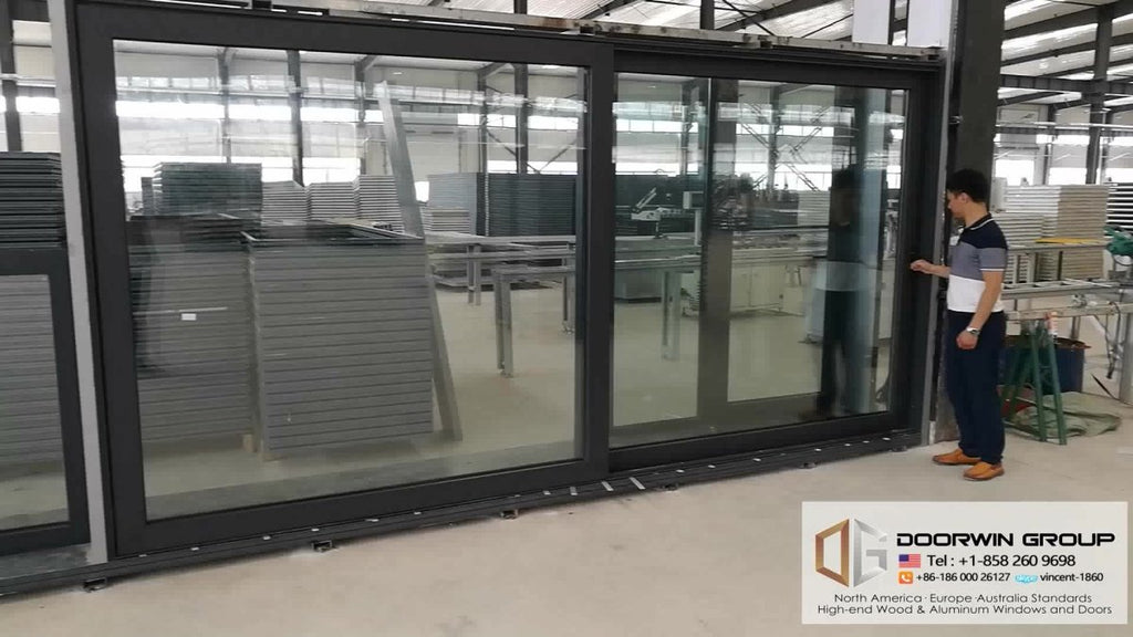 thermal break aluminum automatic black sliding doorby Doorwin - Doorwin Group Windows & Doors