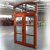 thermal break aluminum french window with red oak wood cladding from inside - Doorwin Group Windows & Doors