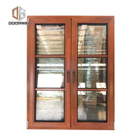 thermal break aluminum french window with red oak wood cladding from inside - Doorwin Group Windows & Doors